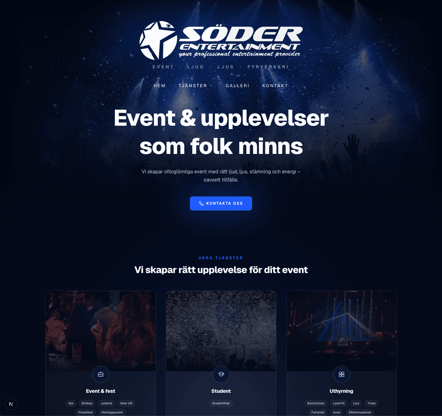 Förhandsvisning av Söder Entertainment — webbplats